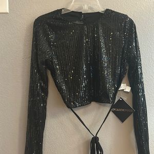 Lace up backless sequin top